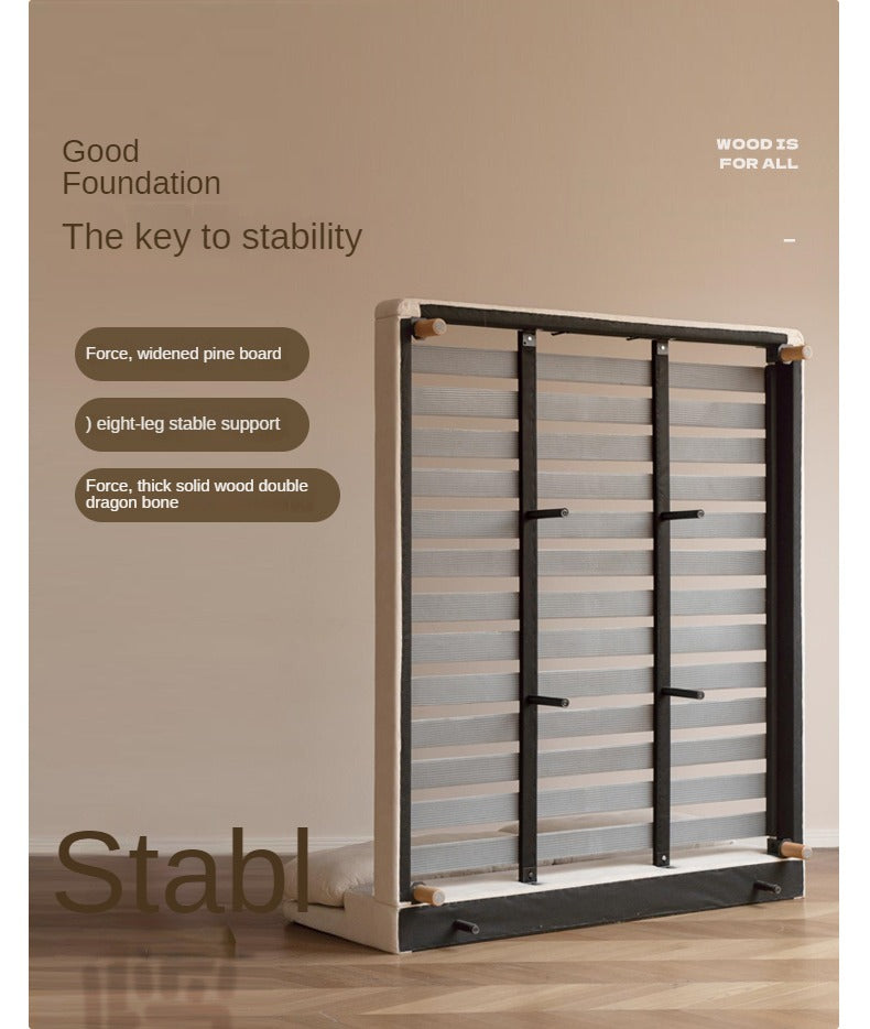 Fabric Soft Bed White Cream Style