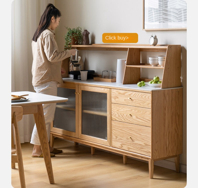 Oak Solid Wood Rock Board Modern Dining Sideboard