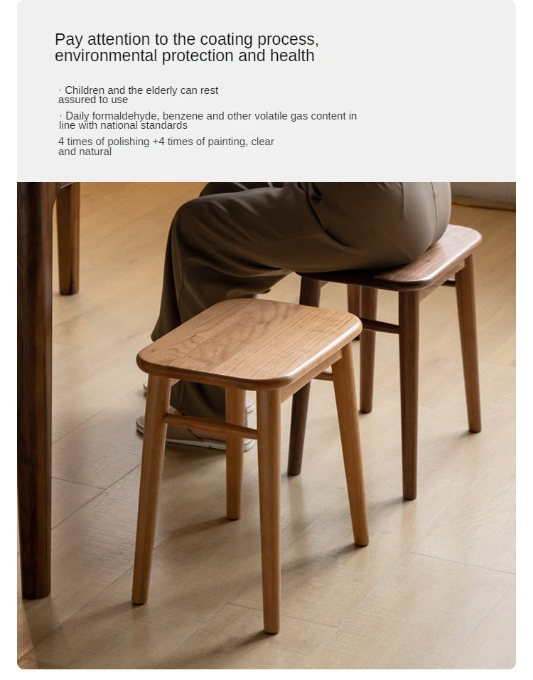 Black Walnut, Cherry, Oak, Sandalwood, Solid RubberWood Modern Light Luxury Makeup Stool