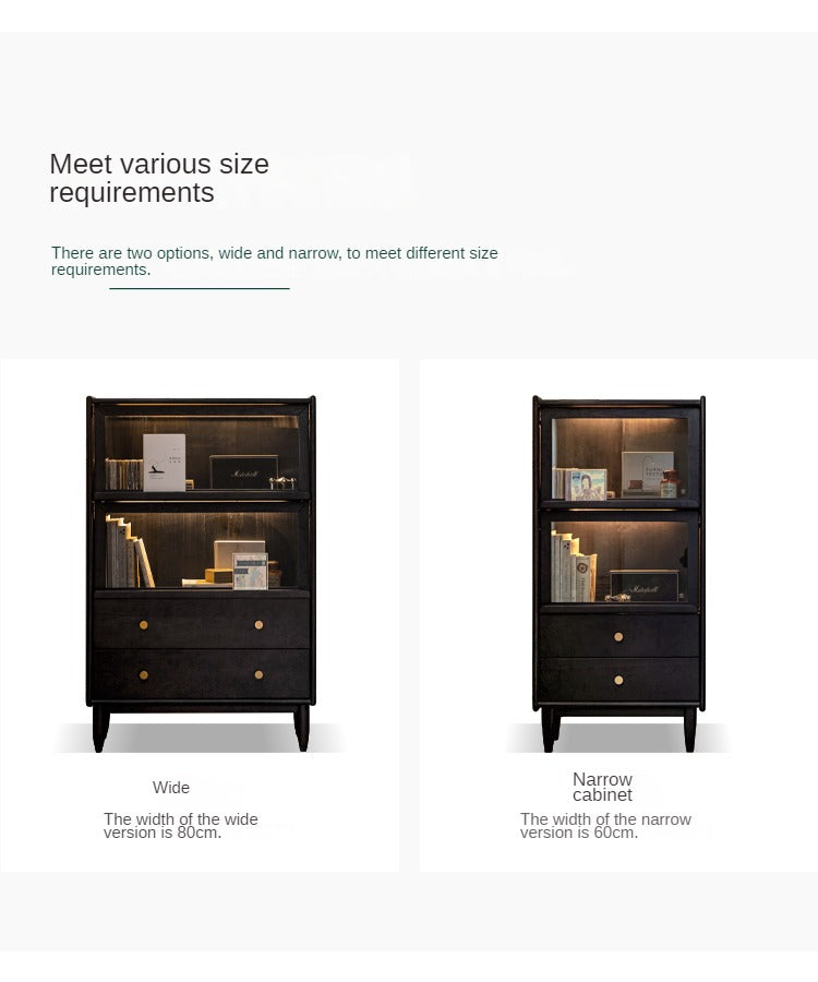 Oak Solid Wood Side Cabinet Style Black