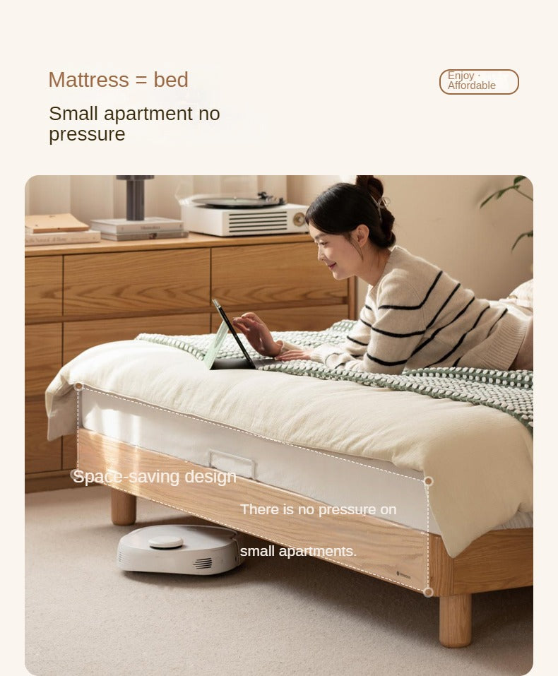 Oak, Ash Solid Wood Genuine Leather Soft Bed