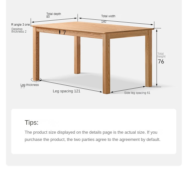 Oak, Ash Solid Wood Modern Dining Table