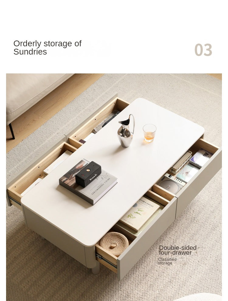 Ash Solid Wood Light Luxury Rock Plate Coffee Table