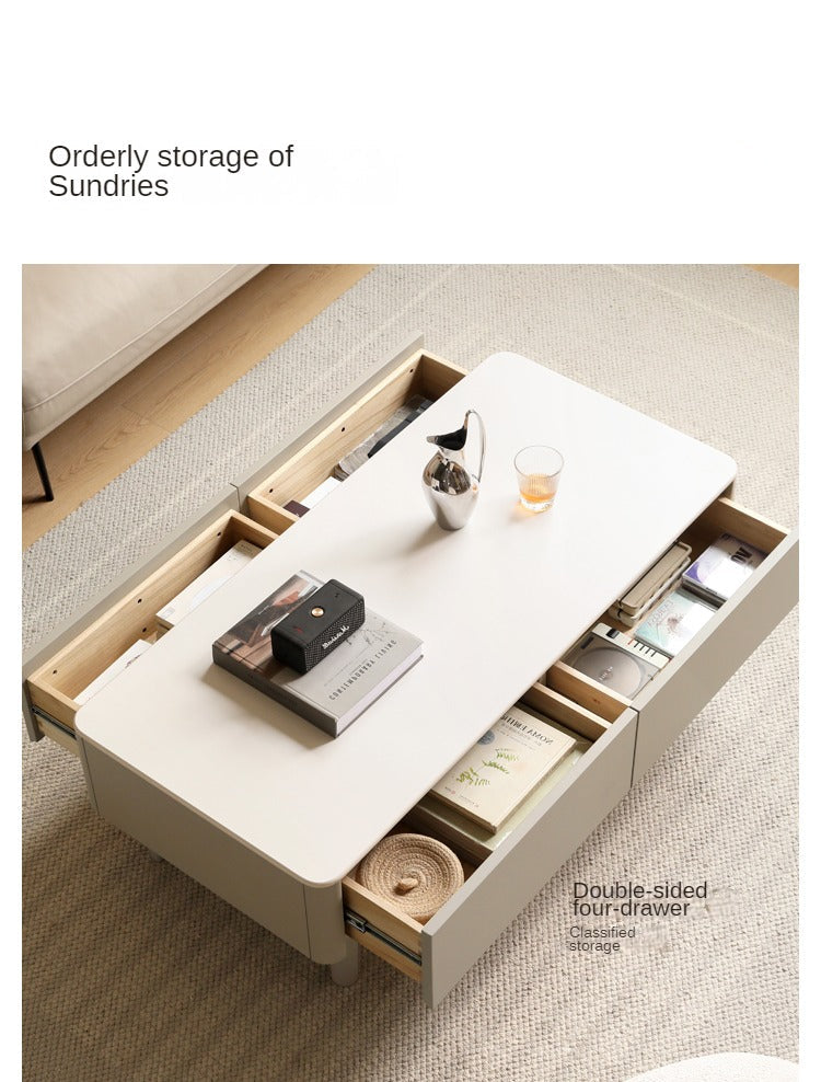 Poplar Solid Wood Light Luxury Rock Plate Coffee Table