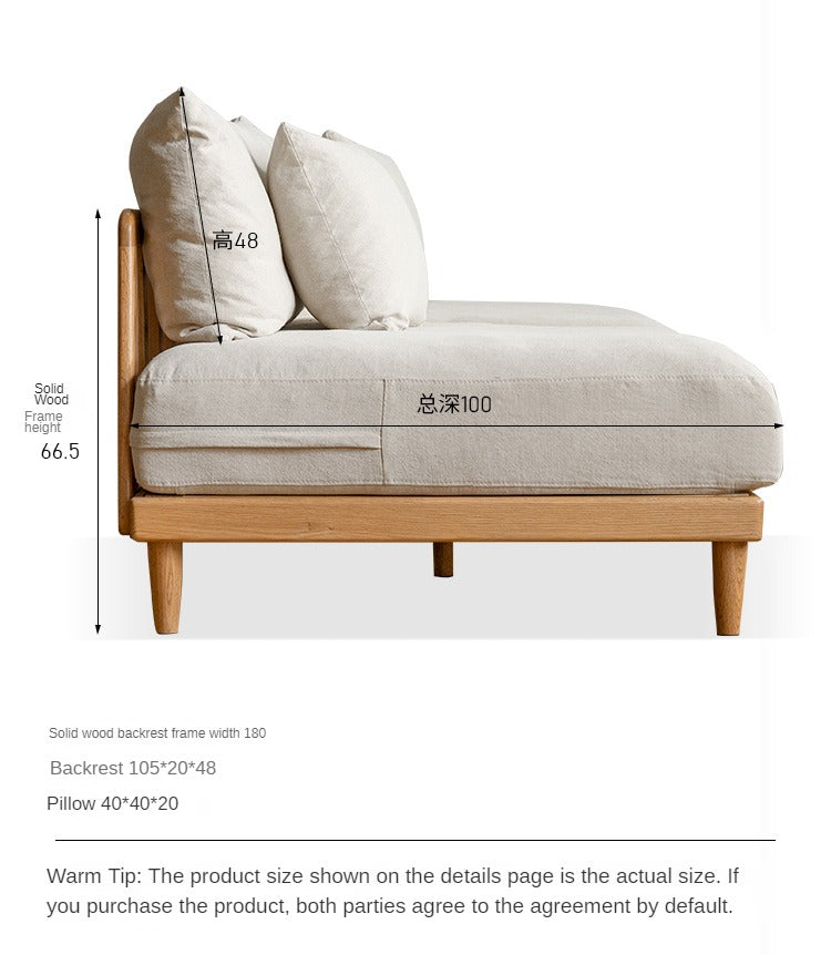 Sofa oak solid wood cotton linen fabric"