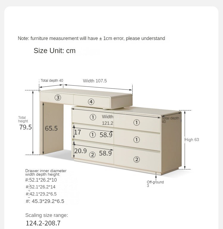 Poplar Solid Wood, Solid Rubberwood L-Shape Dressing Table