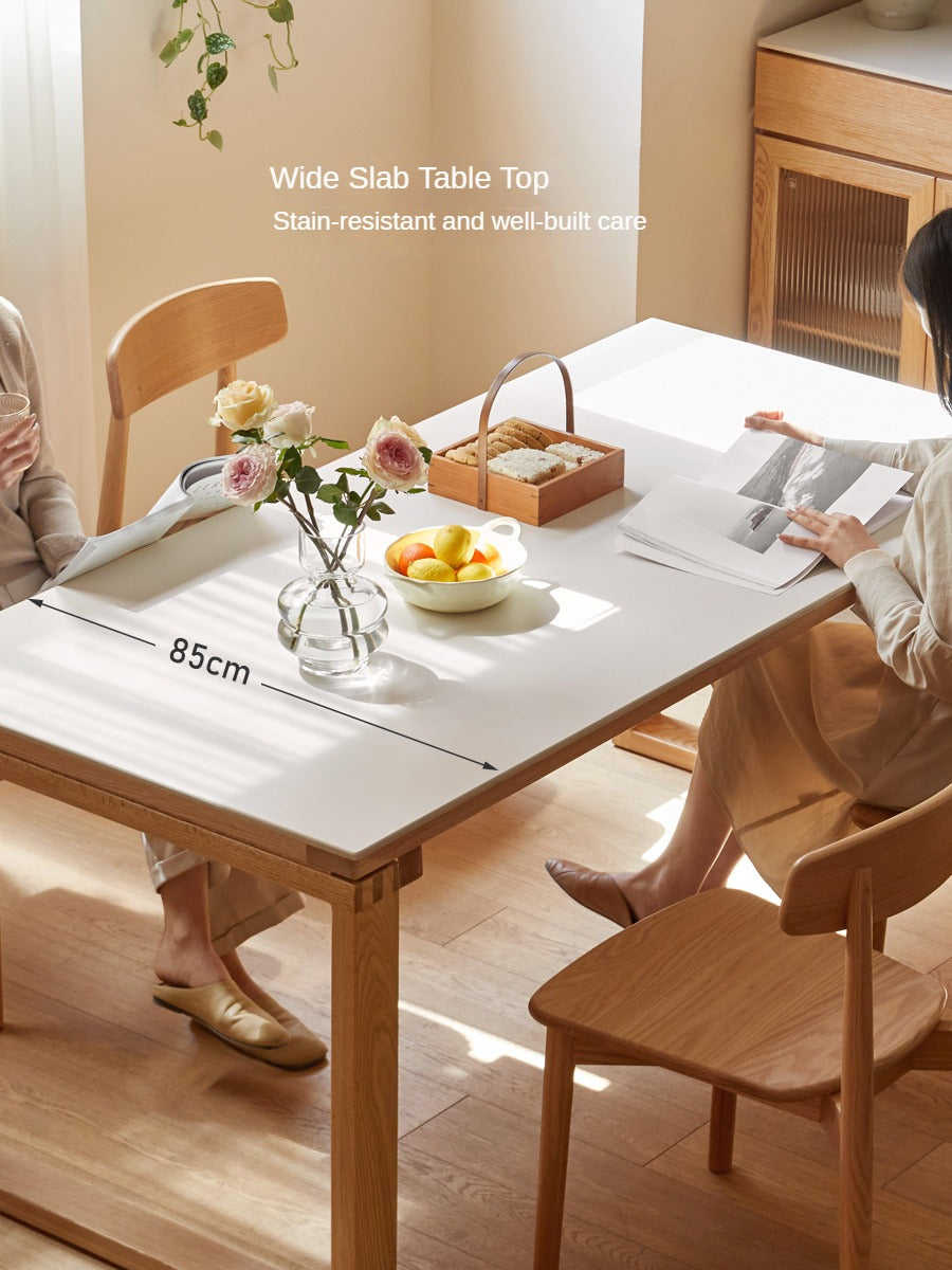 Oak Solid Wood Rectangular Rock Slab Dining Table