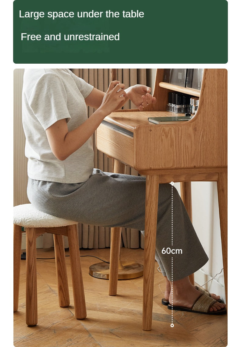 Oak Solid Wood Dressing Table Shelf Integrated.