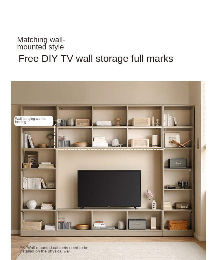 Oak Solid Wood Bookcase Full Wall Bookshelf Light Luxury Display Cabinet.