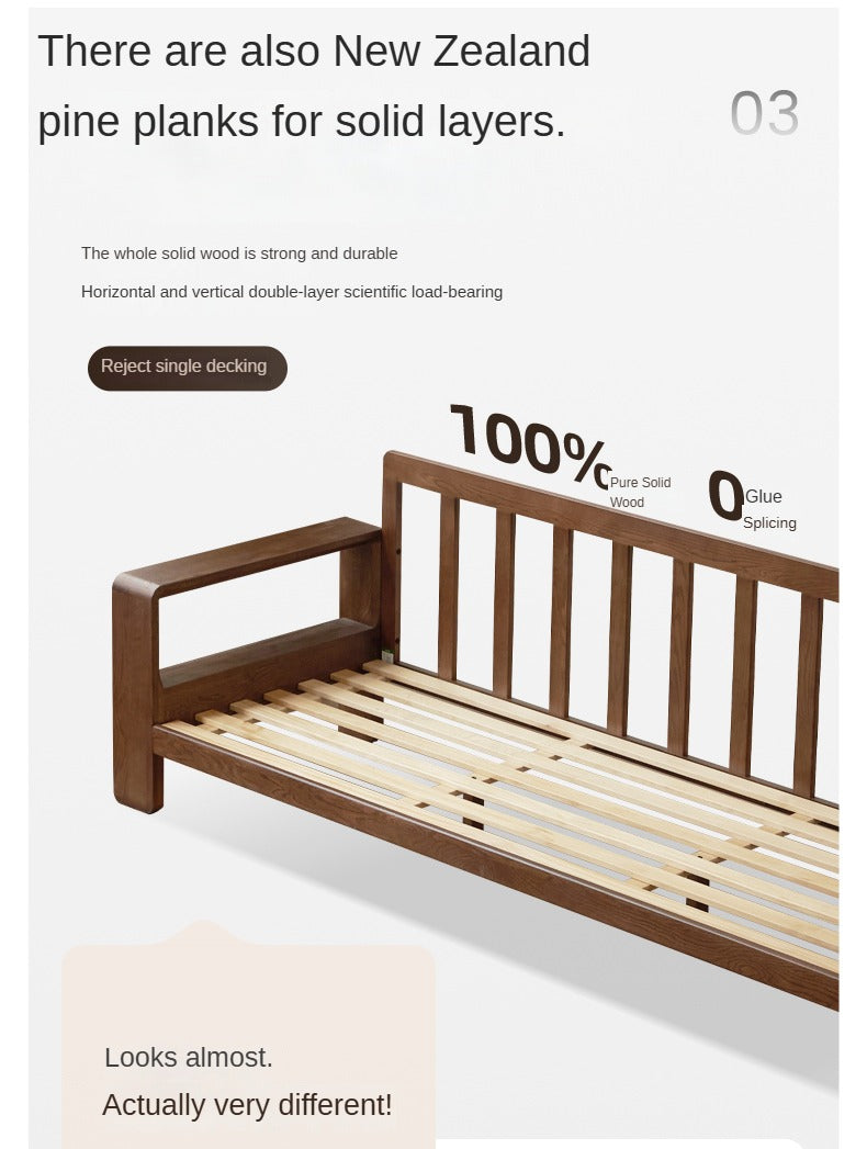 Oak Solid Wood High Back Fabric Corner Sofa Modern.