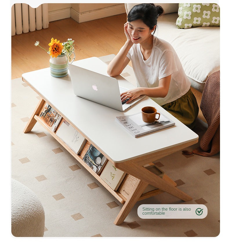 Oak Solid Wood Modern Rock Plate Coffee Table