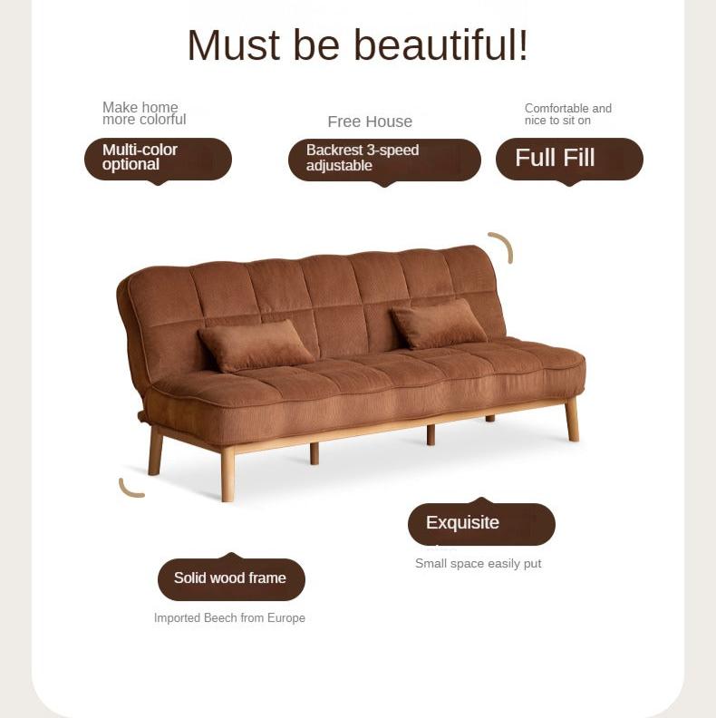 Fabric Sofa Antique Style Telescopic Dual-purpose Sofa.