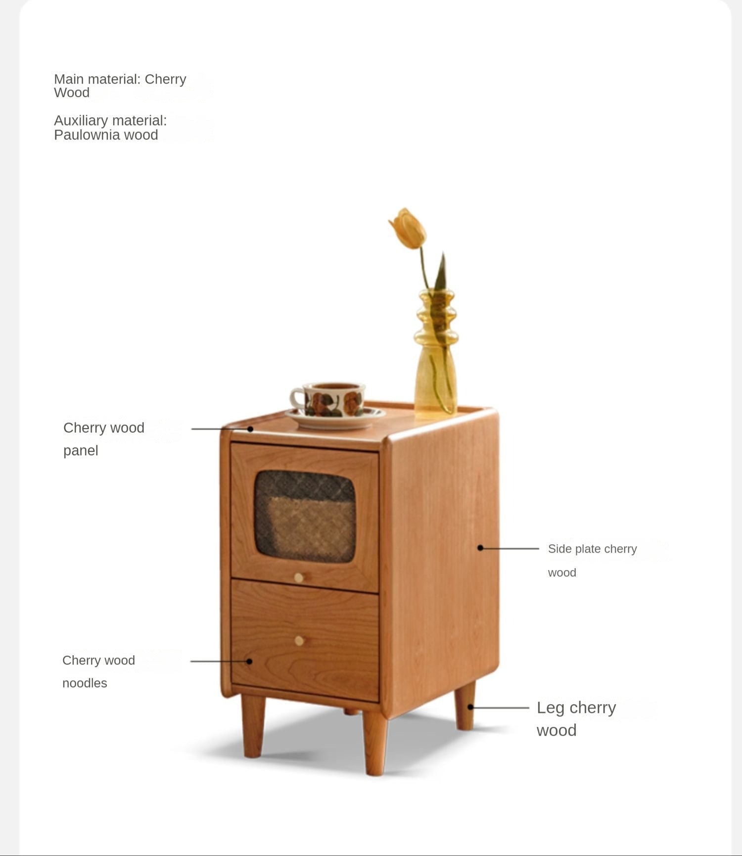 Cherry Solid Wood Nightstand.