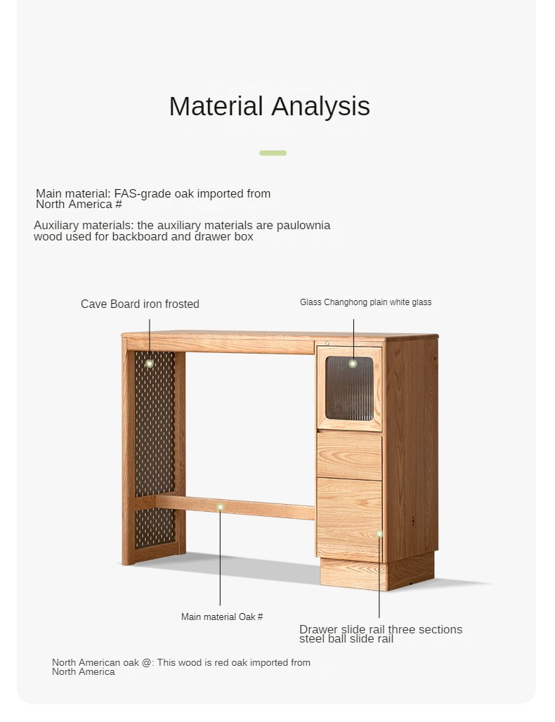 Oak Solid Wood Bar Cabinet Partition Cabinet High Foot Table