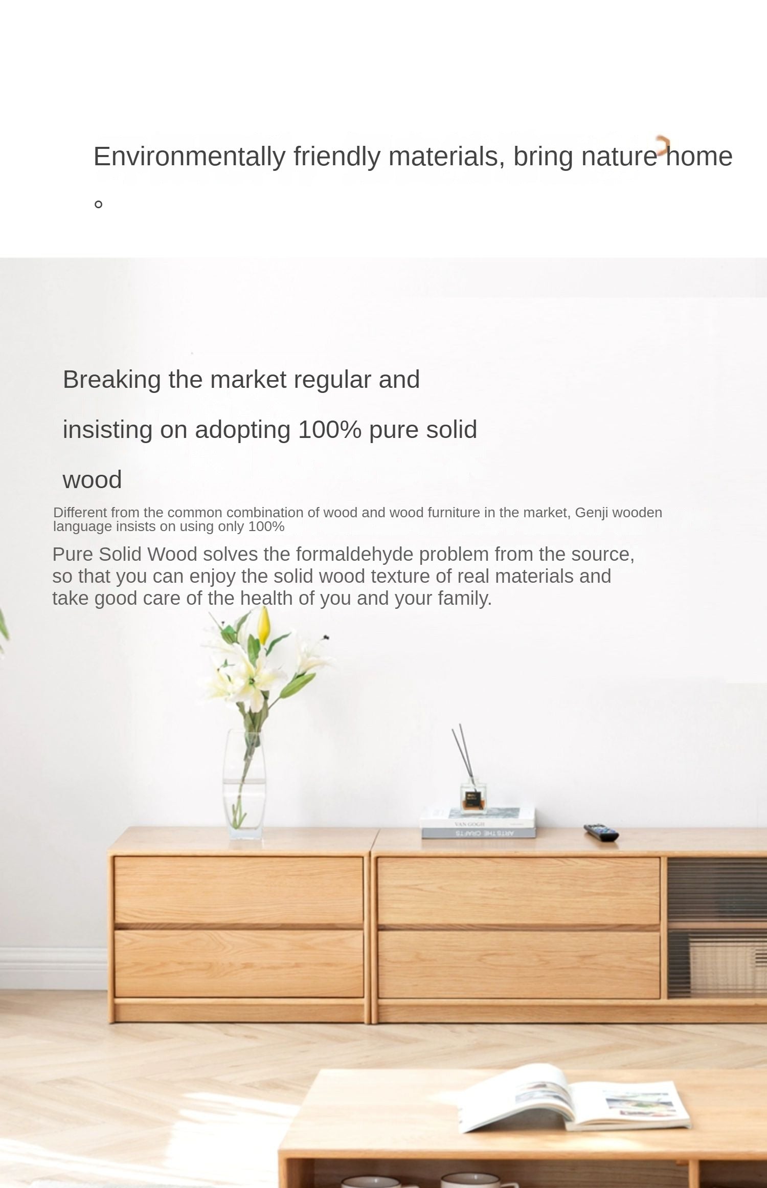 Oak Solid Wood TV Cabinet.