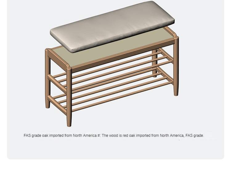 Oak Solid Wood, Solid Rubberwood Modern Shoe Changing Stool