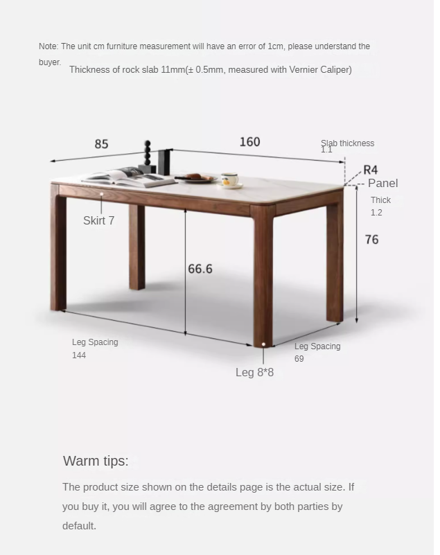 Ash Solid Wood Rock Plate Brown Dining Table