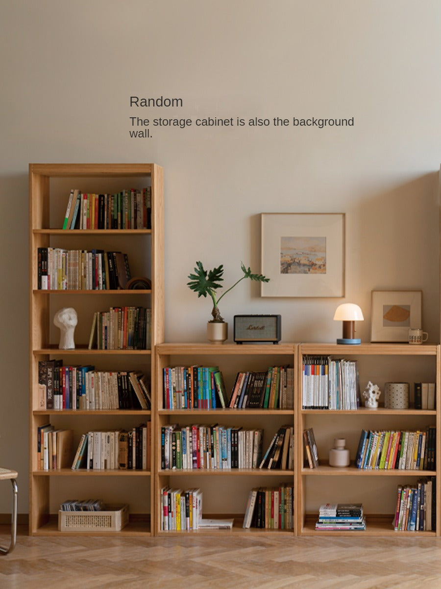 Oak Solid Wood Floor To Ceiling Bookshelves