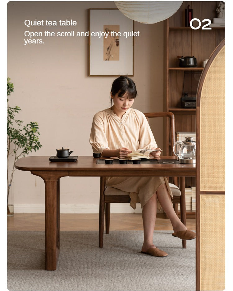 Black Walnut Solid Wood Tea Table Tea Tray Integrated.