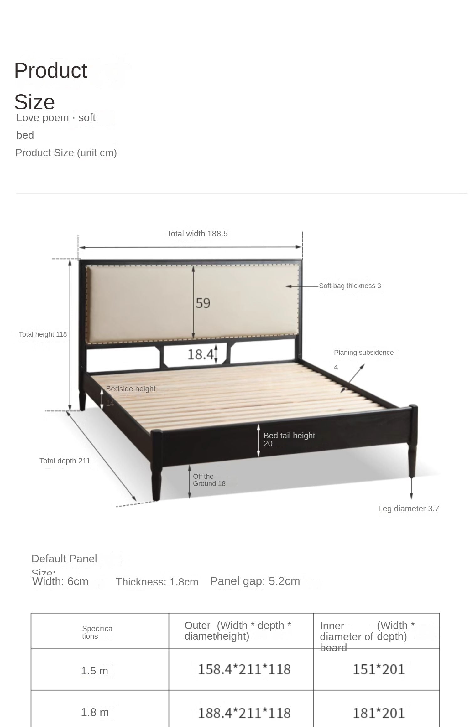 Oak Solid Wood Technology Cloth American Soft Back Bed