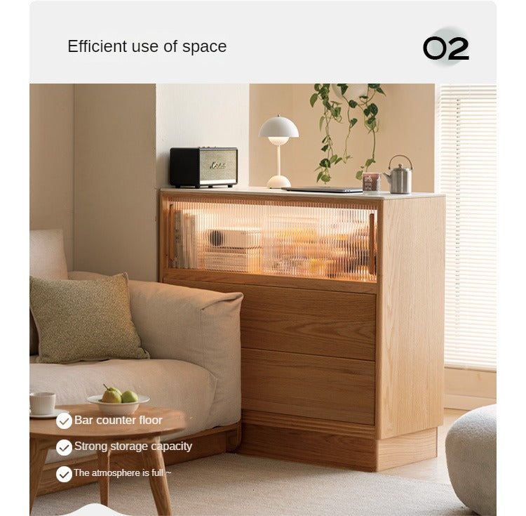 Oak Solid Wood Partition Multi functional Storage Cabinet