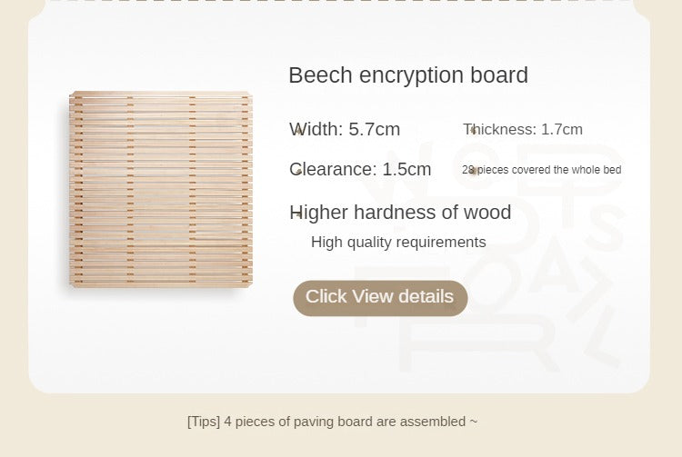 Oak Solid Wood Bed Cream Suspension Bed Luminous