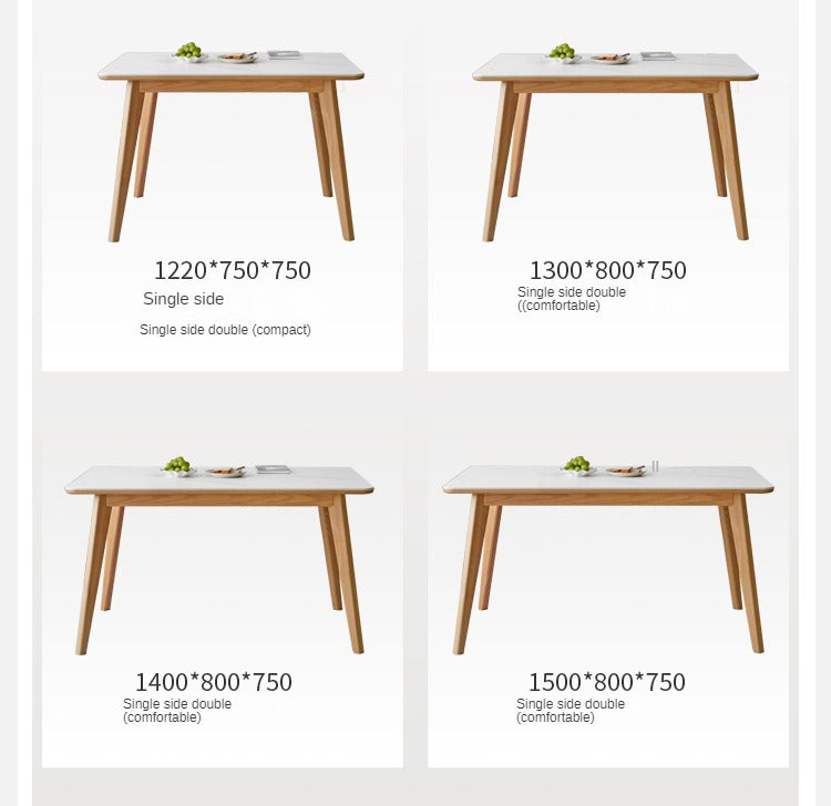Ash, Oak Solid Wood Modern Rock Plate Dining Table