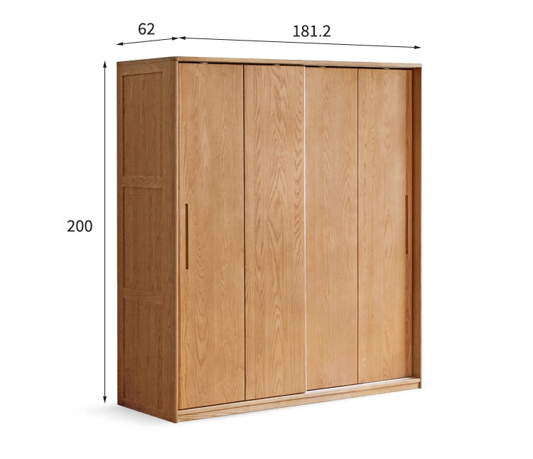 Oak, Ash Solid Wood Wardrobe Sliding Door.