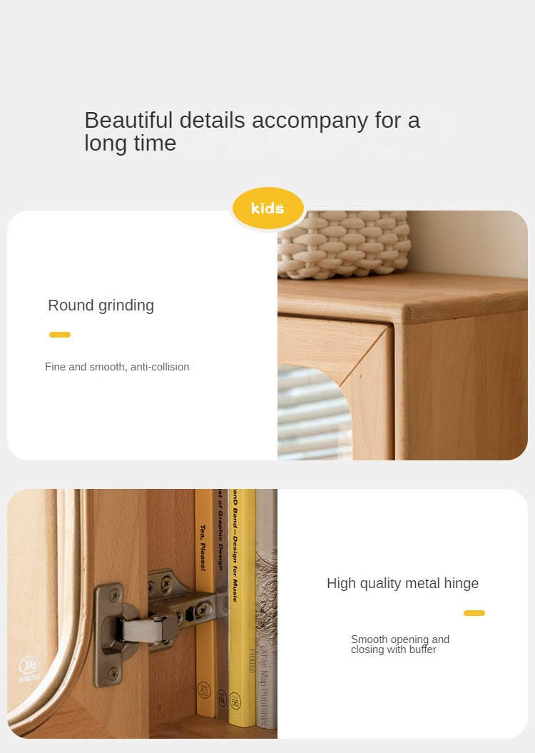 Beech Solid Wood Bookcase Study Bookshelf Cabinet Combination