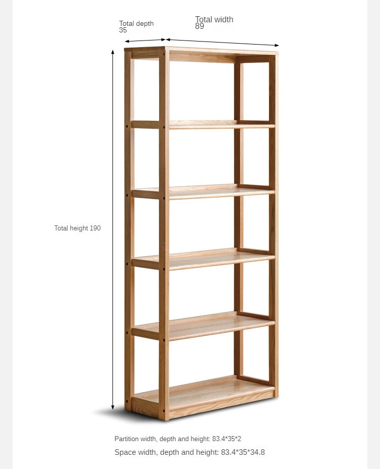 Oak Solid Wood Multi-Layer Bookshelf