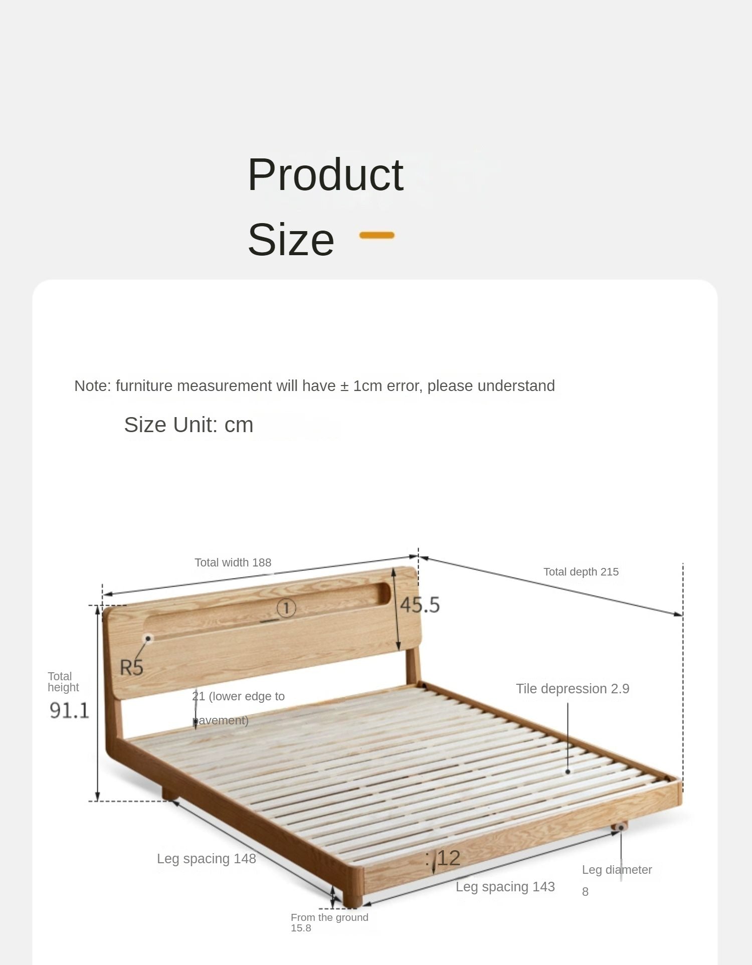 Oak Solid Wood Suspension Luminous Bed