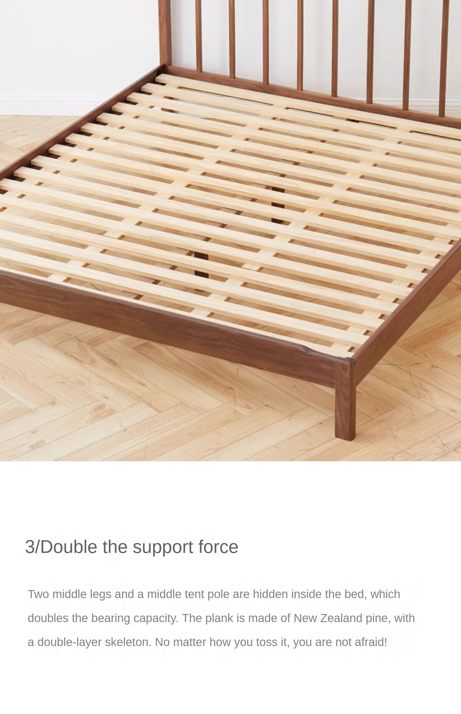 Ash, Black Walnut Solid Wood Nordic Simple Bed