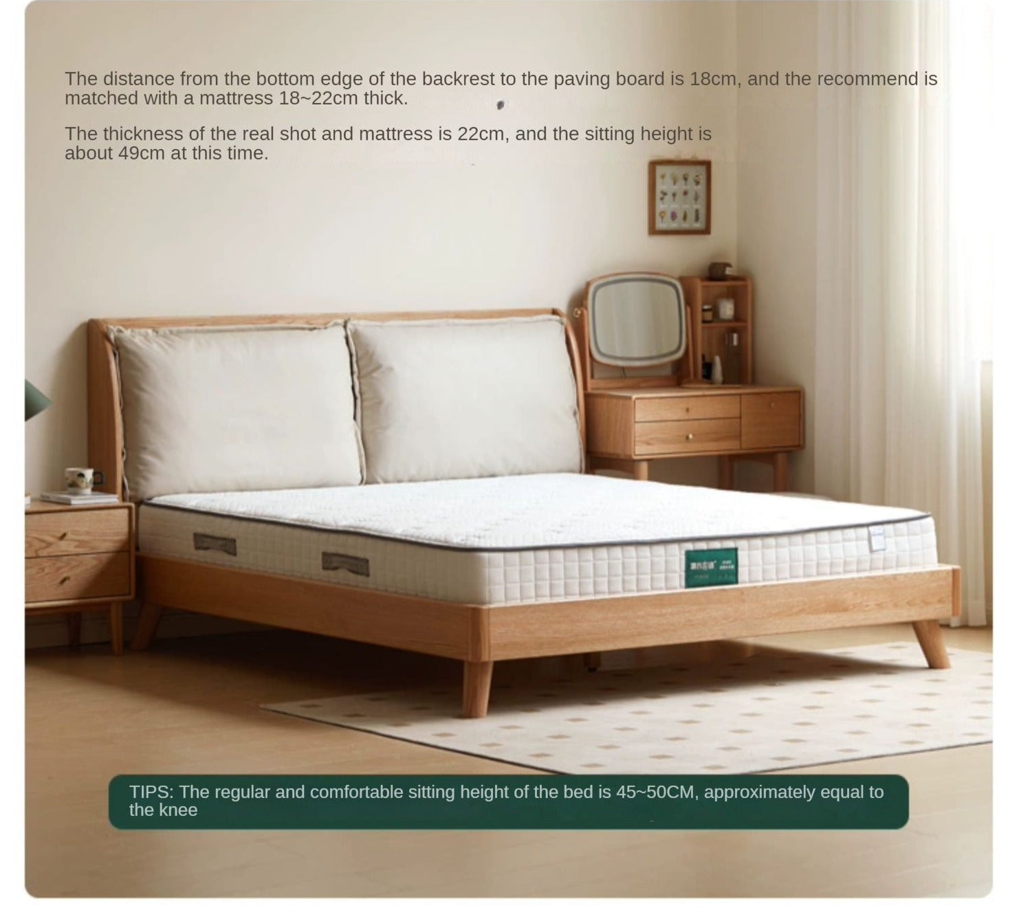 Oak Solid Wood Top Grain Leather, Technical Cloth ,Fabric Bed