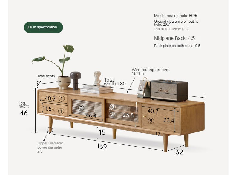Ash Solid Wood Modern Locker Floor TV Cabinet.