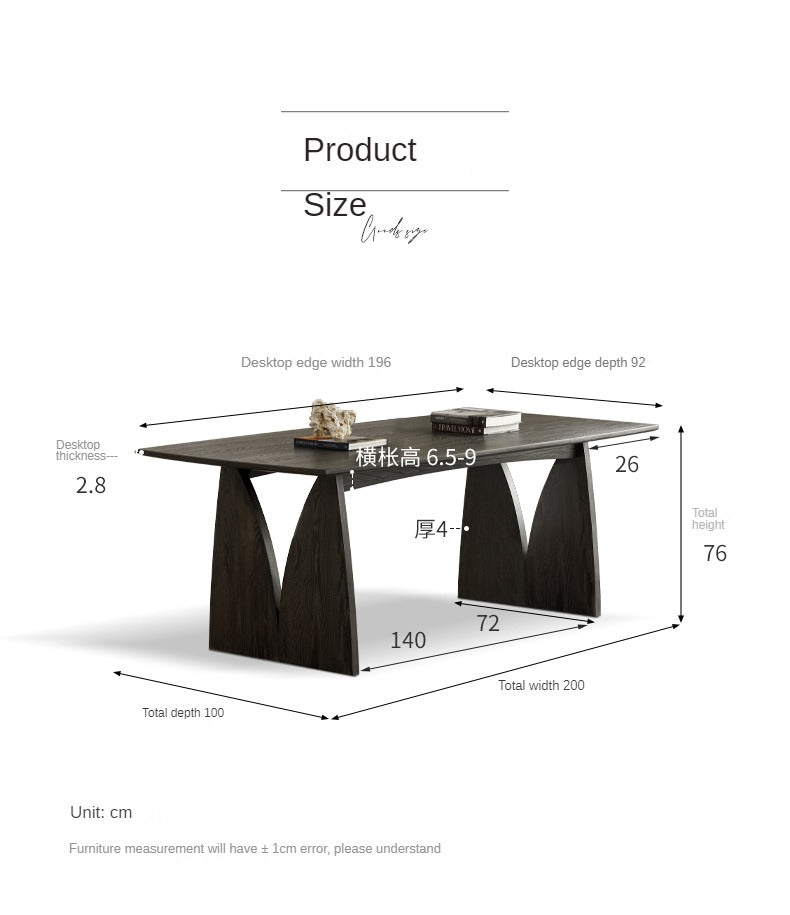 Oak Solid wood black dining table"