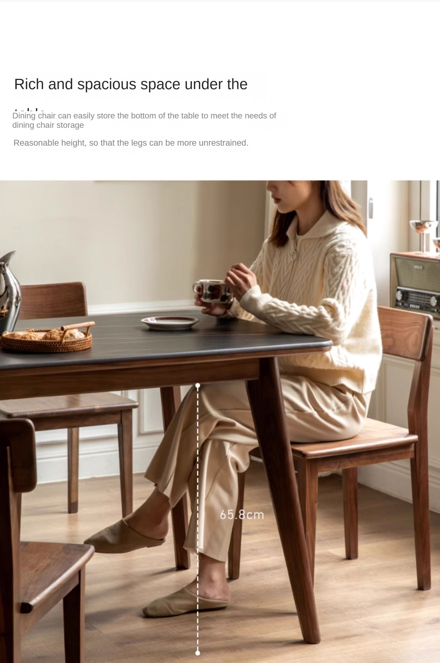 Ash, Black Walnut, Sandalwood Solid Wood Rock Plate Dining Table