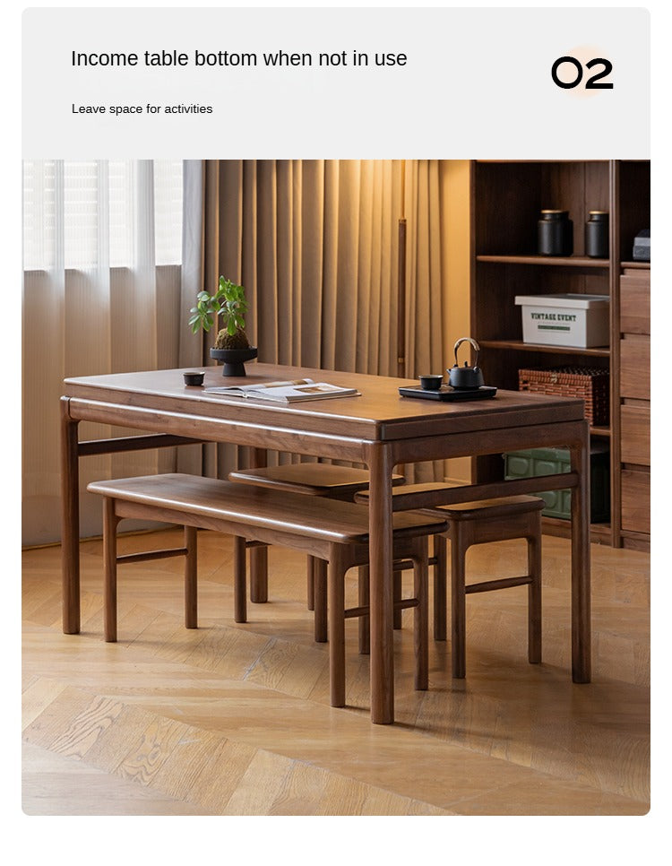 Black Walnut, Oak Solid Wood Tea Stool, Long Stool