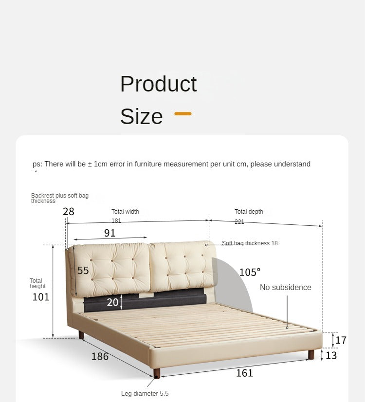 Organic Leather Art Bed Cream Cloud Soft