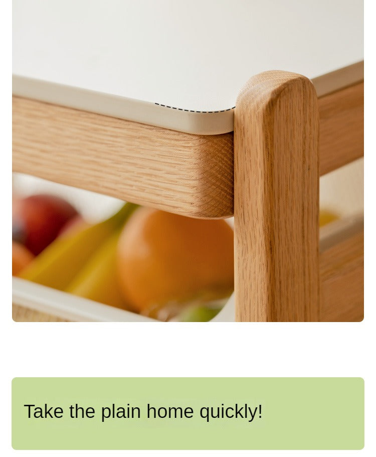 Oak, Beech Solid Wood Mobile Slate Trolley Storage