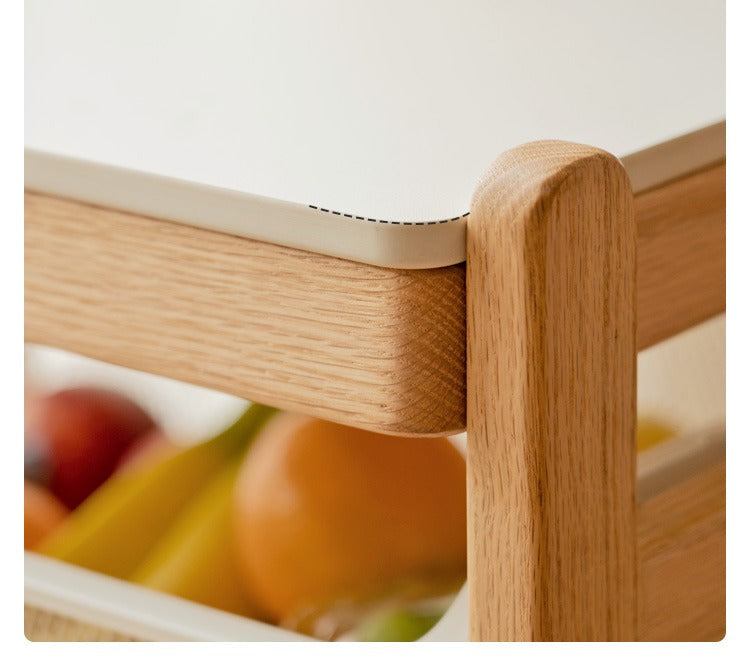 Oak, Beech Solid Wood Mobile Slate Trolley Storage