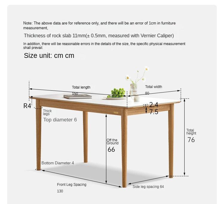 Oak, Beech Solid Wood Dining Table With Rock Slab Surface