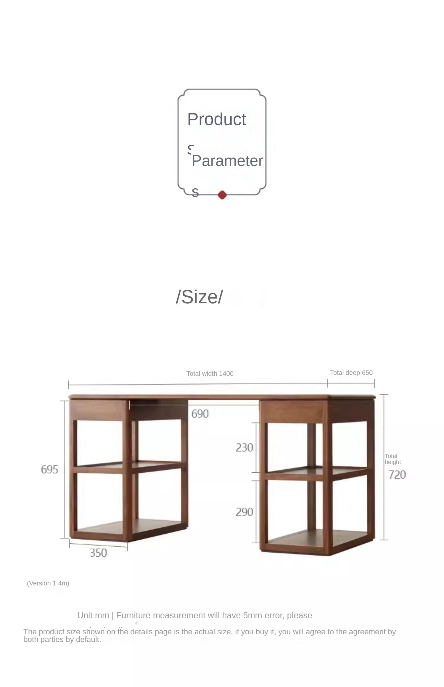 Black Walnut Solid Wood Modern Study Desk