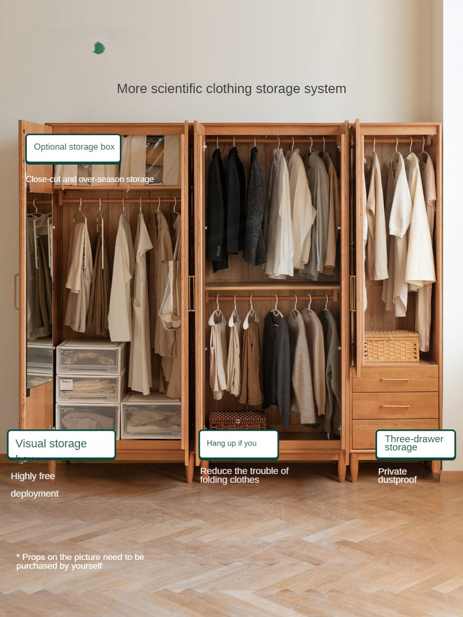 Cherry, Oak Solid Wood Fascinating Wardrobe.