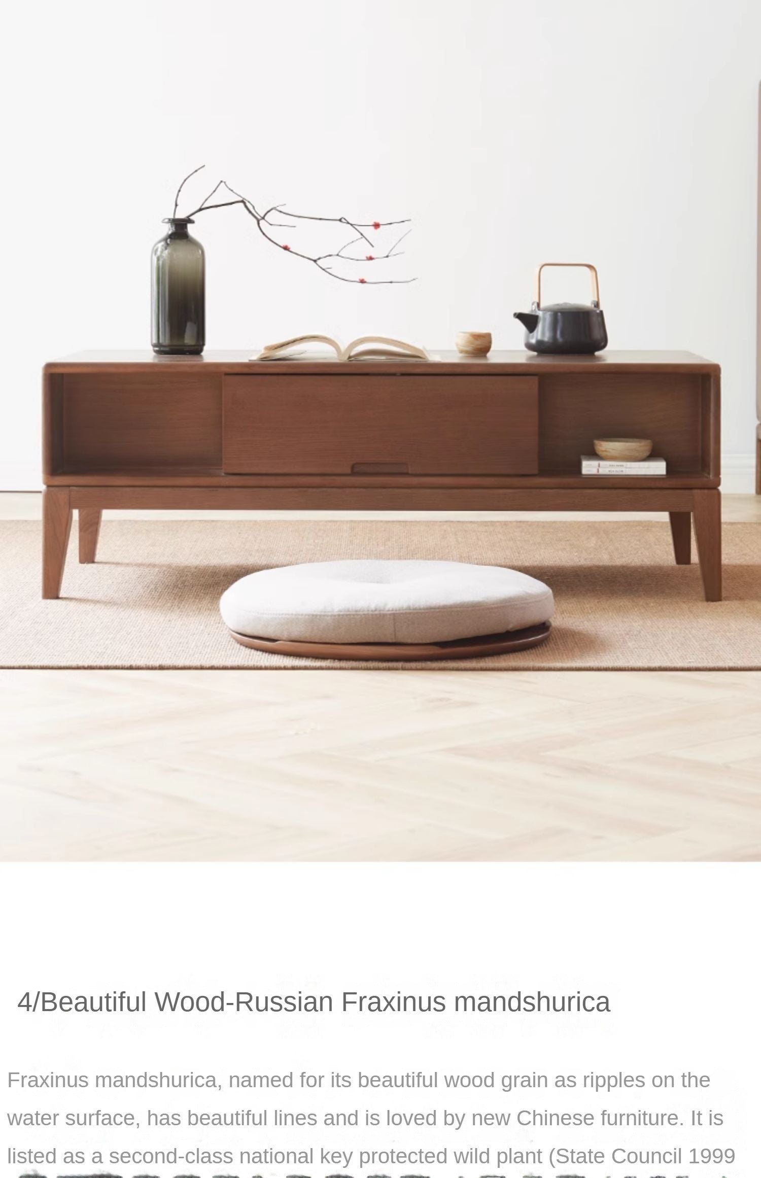 Black Walnut, Ash Solid Wood Modern Coffee Table