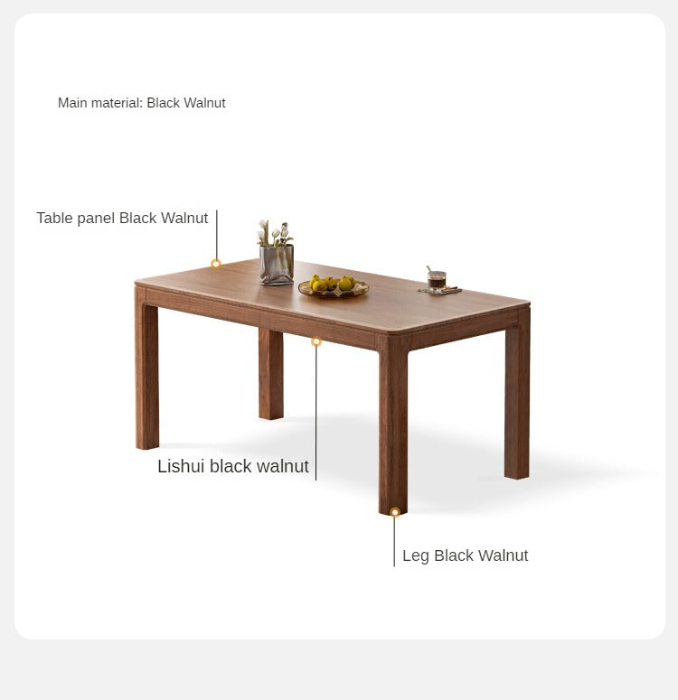 Black Walnut, Ash, Red Oak, Sandalwood Solid Wood Large Dining Table