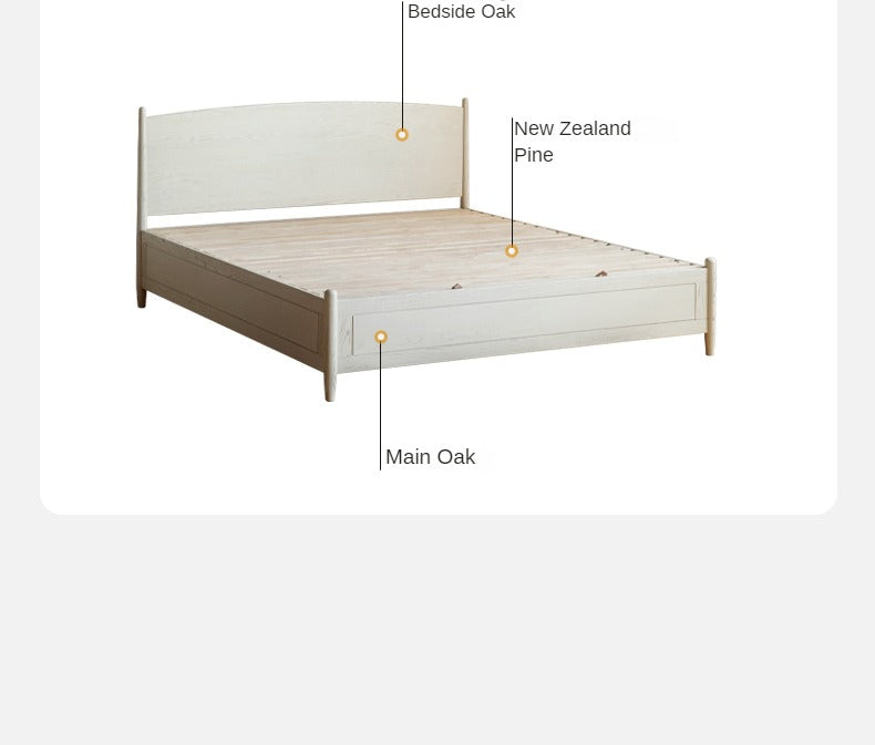 Rubber Wood, Oak Solid Wood French Style Box Bed