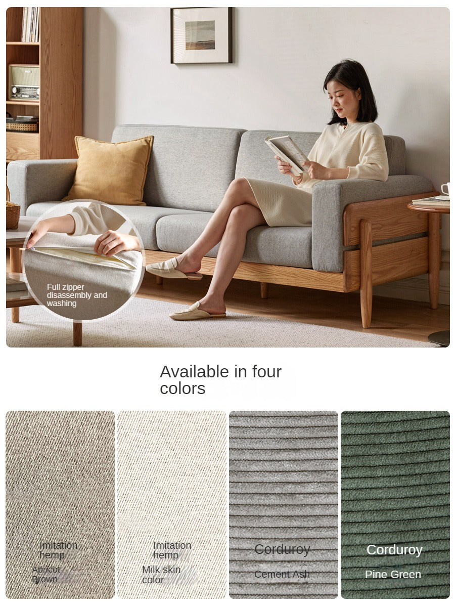 Ash Solid Wood Fabric Sofa.