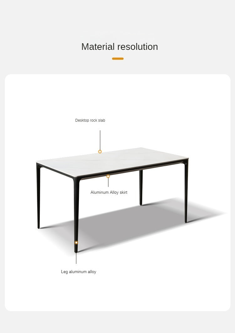 Rock Slab+Metal Italian Light Luxury Black Dining Table
