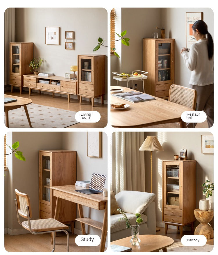 Oak, Beech Solid Wood Nordic Side Cabinet