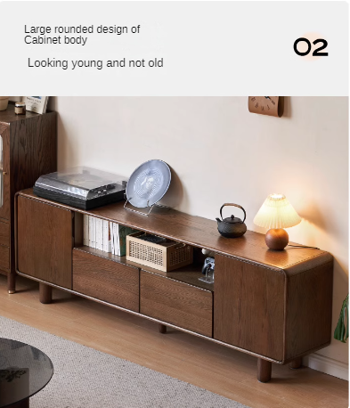 Oak Solid Wood Storage Floor TV Cabinet.